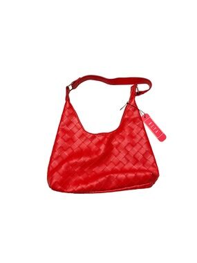 BEVA Red Woven Shoulder Bag with Top Strap